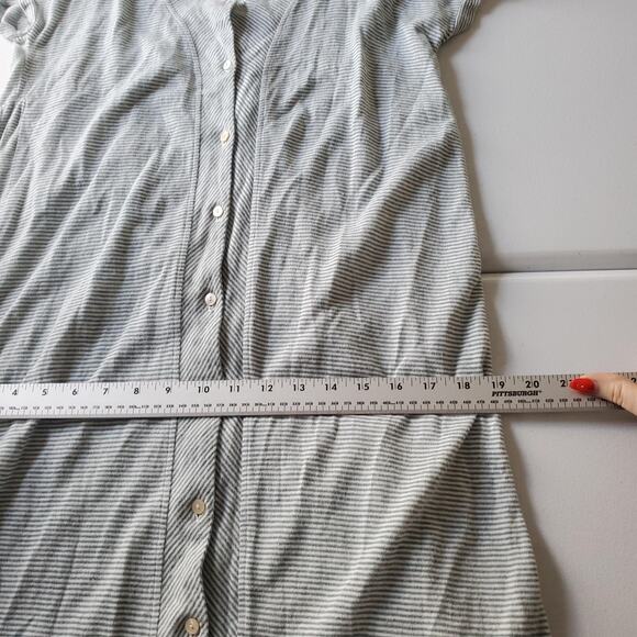 Poetry Dress Womens US 4 Gray White Striped Button Front Linen Coastal Midi - Picture 6 of 10